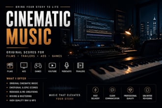 produce cinematic music for films, ads and content