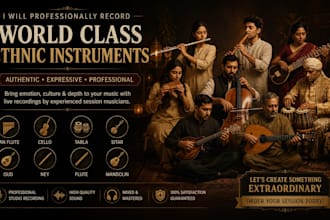 professionally record pan flute, cello, tabla, sitar, oud, ney, flute, mandolin