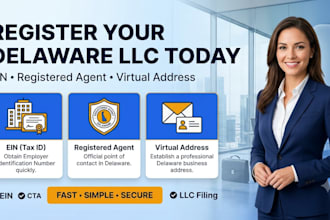 register your delaware llc with ein registered agent and virtual address