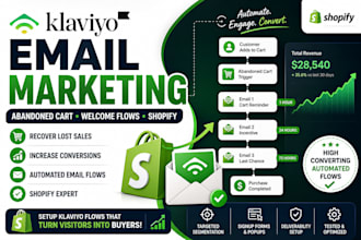 setup klaviyo abandoned cart email marketing welcome flows for shopify ecommerce