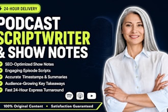 write engaging podcast scripts and SEO podcast show notes