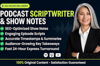 write engaging podcast scripts and SEO podcast show notes