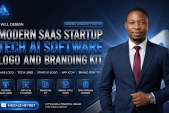 design modern saas startup tech ai software logo, branding kit
