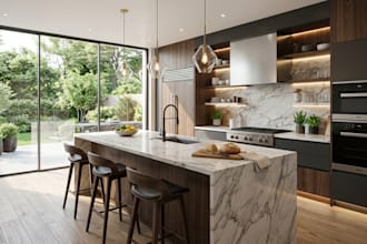 design 3d kitchen with rendering