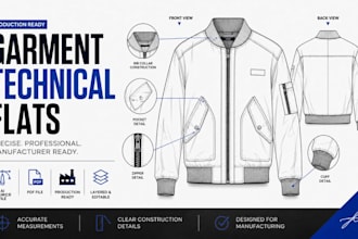 create garment technical flats and fashion technical drawings