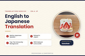 translate english to fluent japanese by top tier native speaker