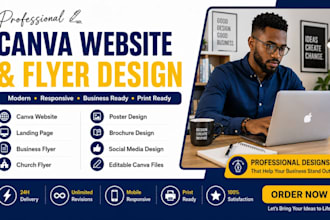 design modern canva websites business flyers, brochures marketing materials