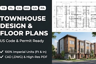 tx fl ma ca ga pa wa townhouse design floor plans for permit city approval