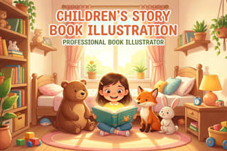 illustrate children story book illustration, children story, book illustration