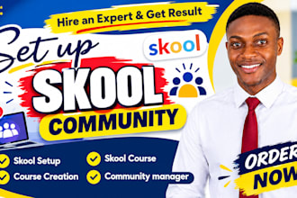 setup skool community, skool course, online community, community manager