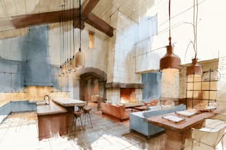 draw architectural sketches of buildings with watercolor