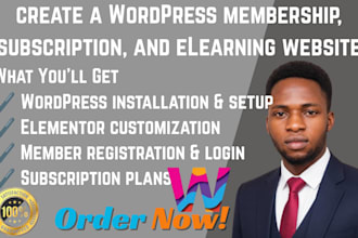 create a wordpress membership, subscription, and elearning website