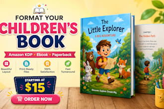 format children book for amazon KDP, kindle, and paperback