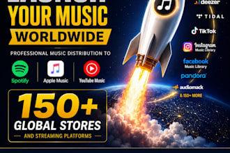 rocket launch your music to spotify apple music  150 global stores
