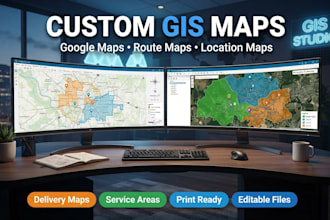 create gis maps, google map route map location map delivery and service area map