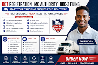 register your dot mc authority and boc 3 for trucking companies
