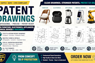 create patent drawings for furniture electronics appliances medical devices