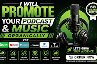 podcast promotion for spotify music, youtube, bandcamp, deezer, pandora, tidal