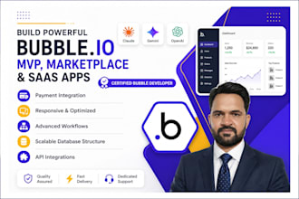 build ai web app bubble io, saas, mvp, marketplace, and mobile app
