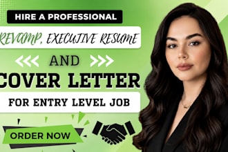 write and revamp resume cv with cover letter  for executive entry level job