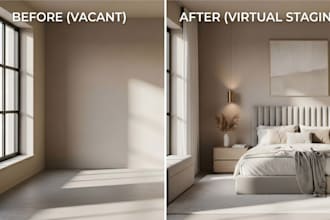 virtually stage empty rooms with realistic furniture