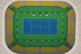 tennis court,arena rendering,sports environment,umpire chair,sports venue design