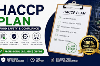 create haccp plan, food safety plan, fda fsma, iso 22000, gmp documentation