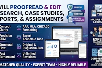 proofread and edit research proposal, case study analysis, assignment, reports