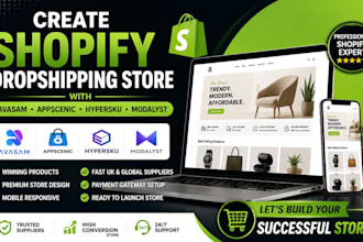 create shopify dropshipping store with avasam UK appscenic hypersku modalyst