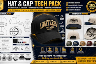 design hat techpack cap techpack fashion cap technical flat and production files