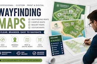 design wayfinding maps, campus maps, resort maps, visitor maps