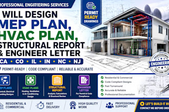 design mep plan hvac plan structural report engineer letter in ca co il in nj