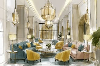 render architecture and interior concept in watercolor