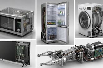 design microwave oven refrigerator washing machine TV mechatronics in fusion360