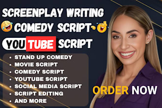 write movie script, comedy script, youtube script, screenplay, script writing