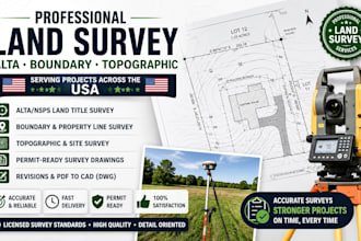 prepare alta land survey, boundary and topographic survey USA