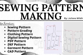 do digital clothing sewing pattern grading PDF dxf for clothing clo3d techpack