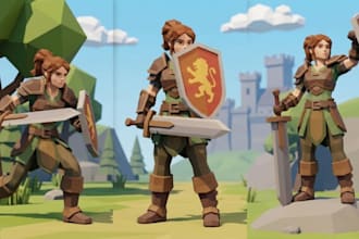 model 3d low poly game assets and animated characters in blender