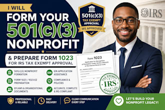 form your 501c3 nonprofit and prepare form 1023 for irs tax exempt approval