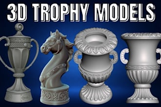 create 3d trophy and award designs with high quality rendering for 3d printing