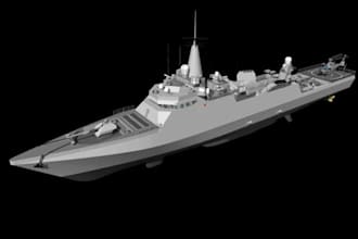 design 3d military vessel, naval ship, defense boat, cargo exterior 3d printing