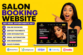 design spa beauty salon booking website with payment deposit and crm integration