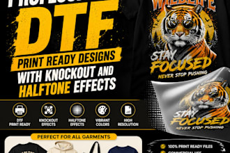 create professional dtf print ready designs with knockout and halftone effects