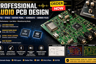 do audio device pcb design esp32 guitar pedal schematic smt32 gerber file layout