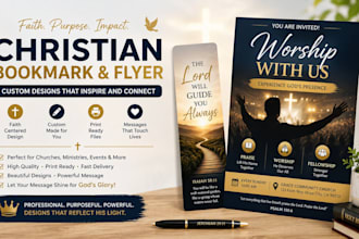 design christian custom print ready bookmark and flyers
