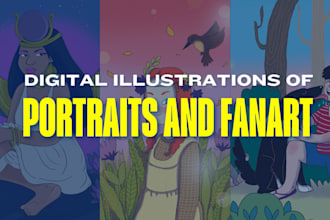 digital illustrations of portraits and fanart