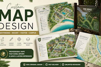 design wayfinding maps, resort maps, visitor maps, campus maps