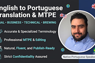 do professional english to portuguese translation, mtpe, and editing