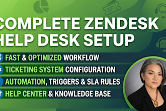 setup zendesk help desk, ticketing system, and help center workflow