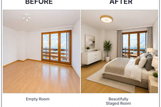 do realistic virtual staging for real estate, airbnb and property listing photos